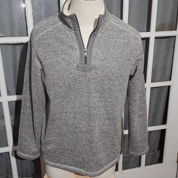 Orvis Mens Gray Brighton Sherpa Lined 14 Zip Pullover Sweater Medium - Picture 1 of 6
